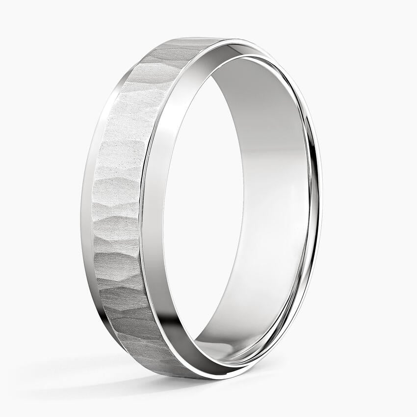 Beveled Edge Aspen 6.5mm Wedding Ring White Gold 18k Wedding Band