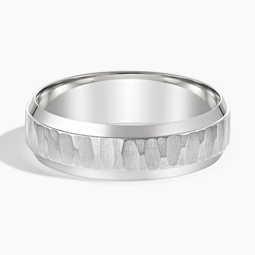 Beveled Edge Aspen 6.5mm Wedding Ring White Gold 18k Wedding Band
