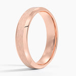 Beveled Edge Matte 5mm Wedding Ring Rose Gold 18k Wedding Band