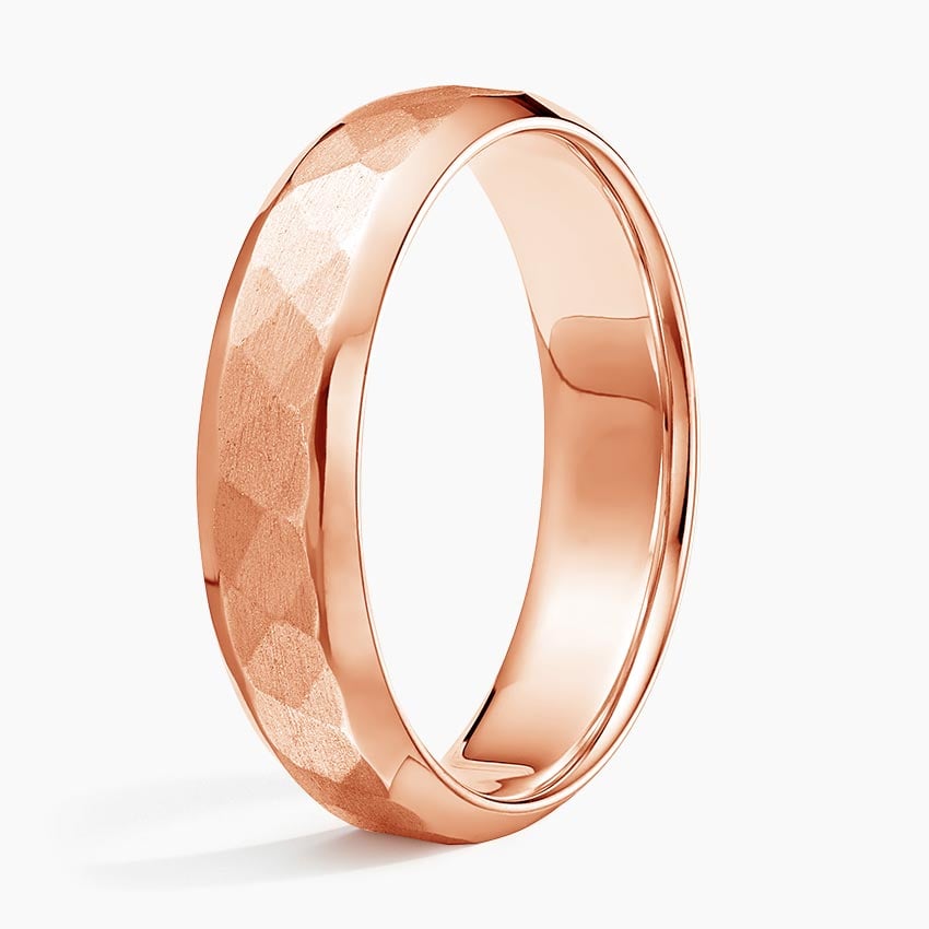 Canyon Beveled Edge Matte 5.5mm Wedding Ring Rose Gold 18k Wedding Band