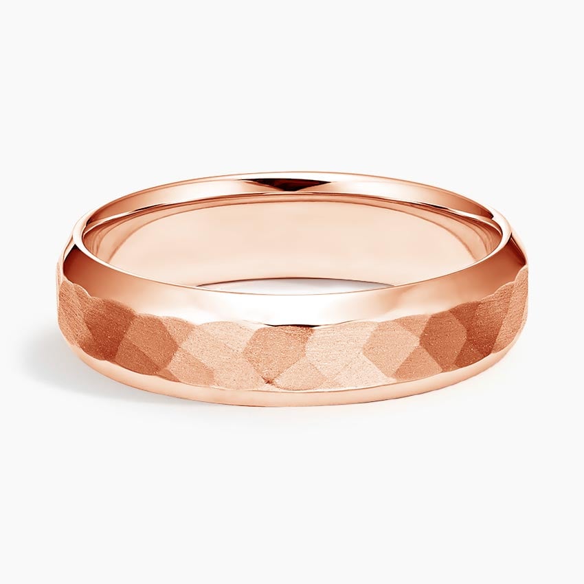 Canyon Beveled Edge Matte 5.5mm Wedding Ring Rose Gold 18k Wedding Band