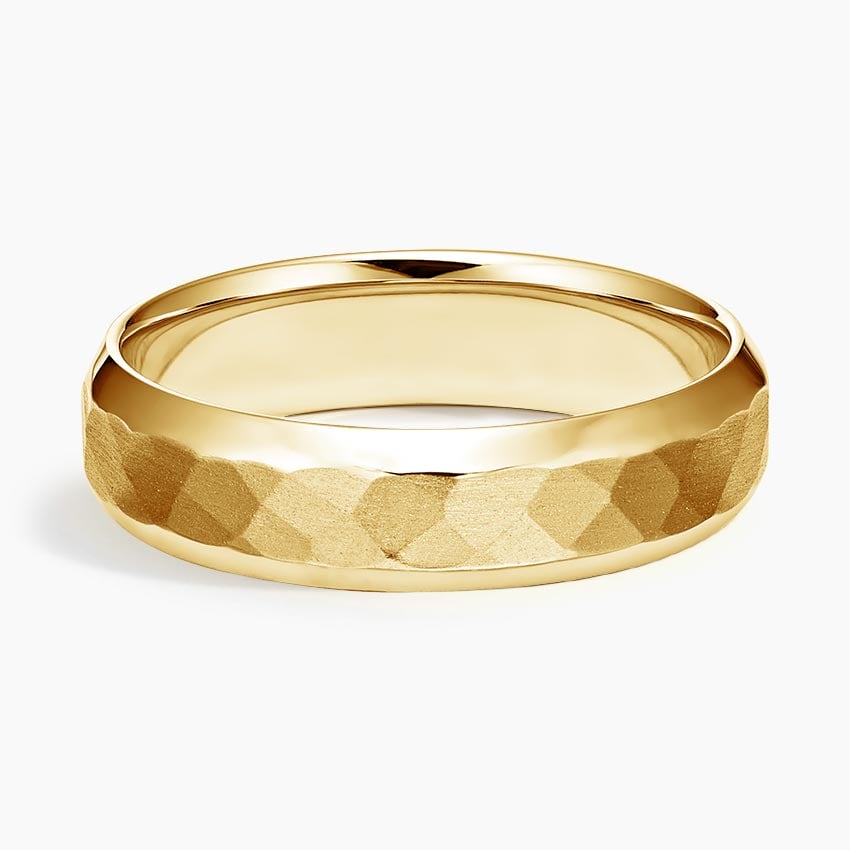 Canyon Beveled Edge Matte 5.5mm Wedding Ring Yellow Gold 18k Wedding Band