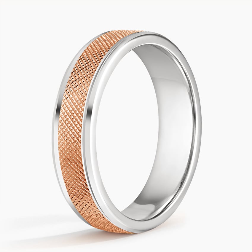 Mixed Metal Maverick 5.5mm Wedding Ring Rose Gold 18k Wedding Band