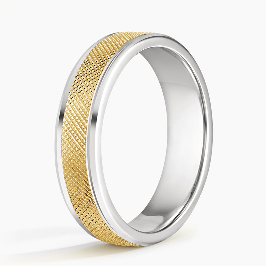 Mixed Metal Maverick 5.5mm Wedding Ring Yellow Gold 18k Wedding Band