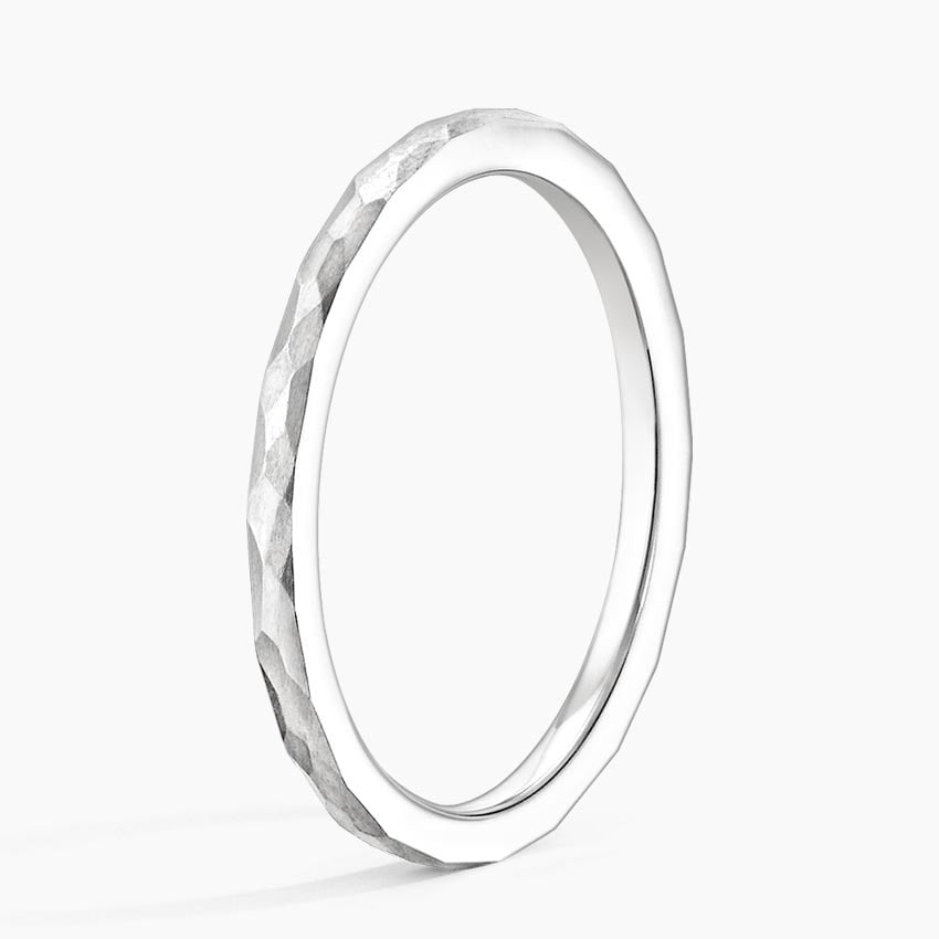 Matte Hammered Petite Comfort Fit Wedding Ring Platinum Wedding Band