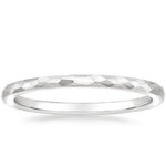 Matte Hammered Petite Comfort Fit Wedding Ring Platinum Wedding Band