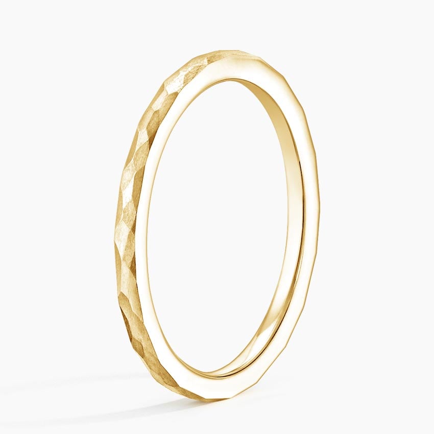 Matte Hammered Petite Comfort Fit Wedding Ring Yellow Gold 18k Wedding Band