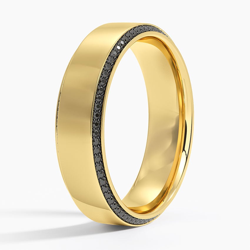 Avalon Eternity Black Diamond 6mm Wedding Ring (2/5 ct. tw.) Yellow Gold 18k Eternity Band