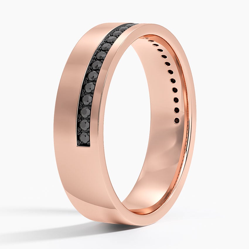Austin Black Diamond 5.5mm Wedding Ring Rose Gold 18k Wedding Band