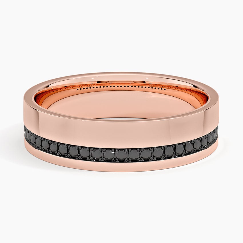 Austin Black Diamond 5.5mm Wedding Ring Rose Gold 18k Wedding Band