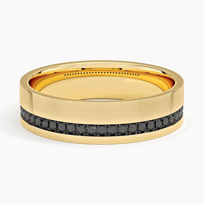 Austin Black Diamond 5.5mm Wedding Ring Yellow Gold 18k Wedding Band
