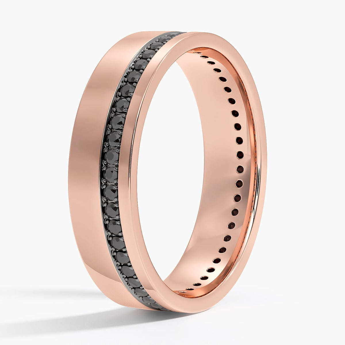 Austin Eternity Black Diamond 5.5mm Wedding Ring Rose Gold 18k Eternity Band