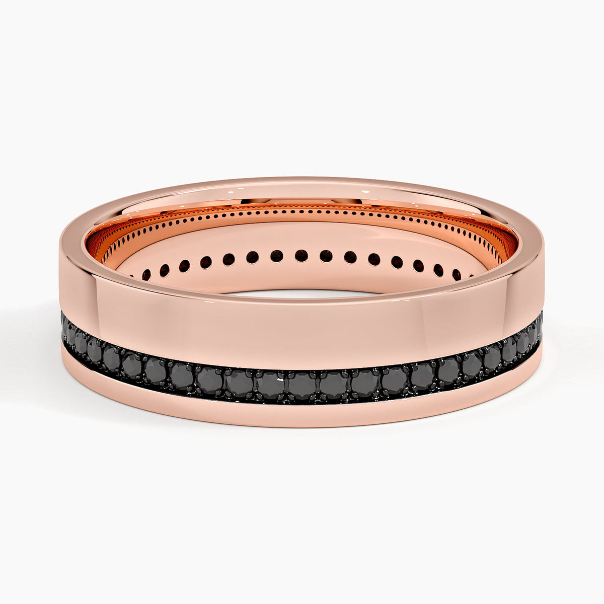 Austin Eternity Black Diamond 5.5mm Wedding Ring Rose Gold 18k Eternity Band