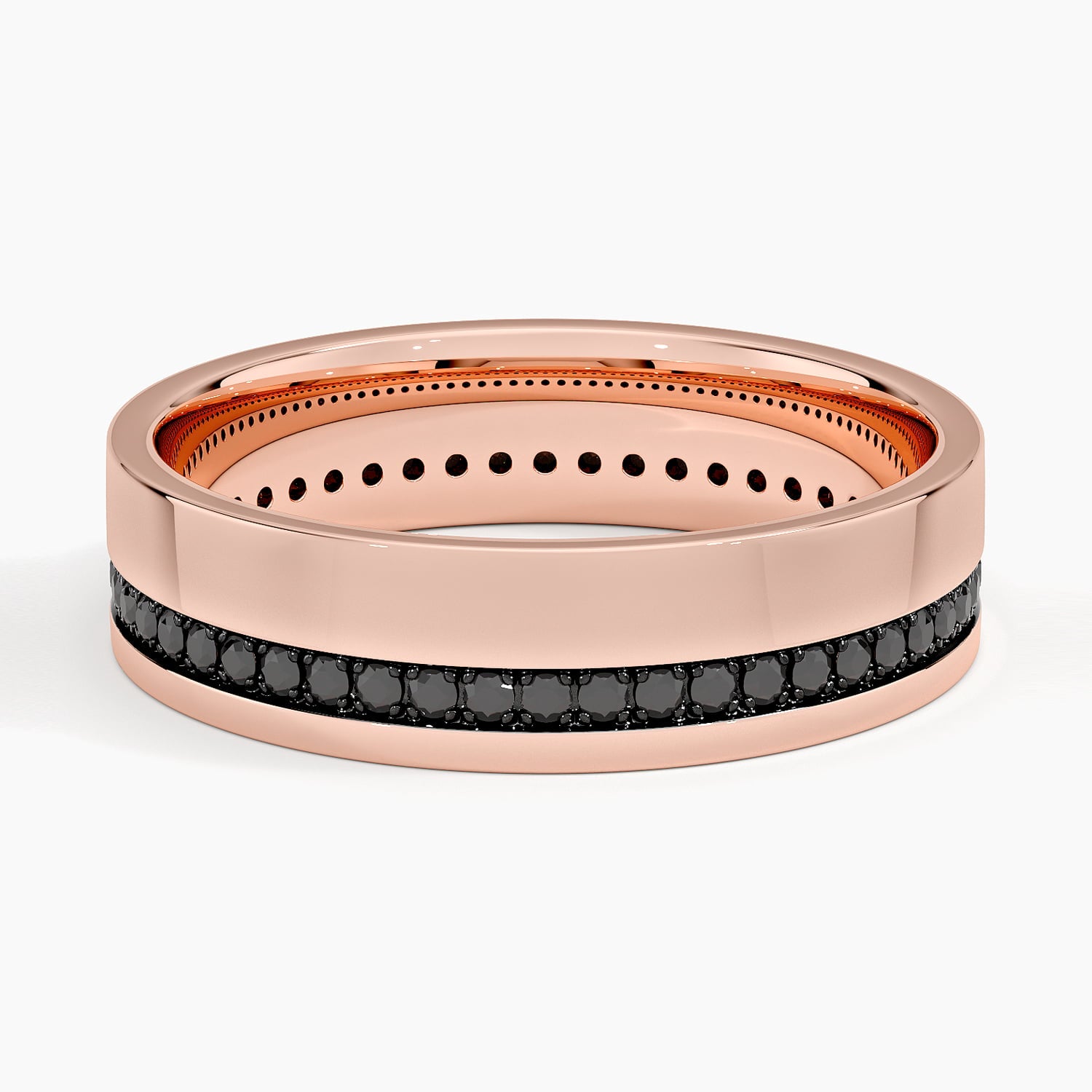 Austin Eternity Black Diamond 5.5mm Wedding Ring Rose Gold 18k Eternity Band