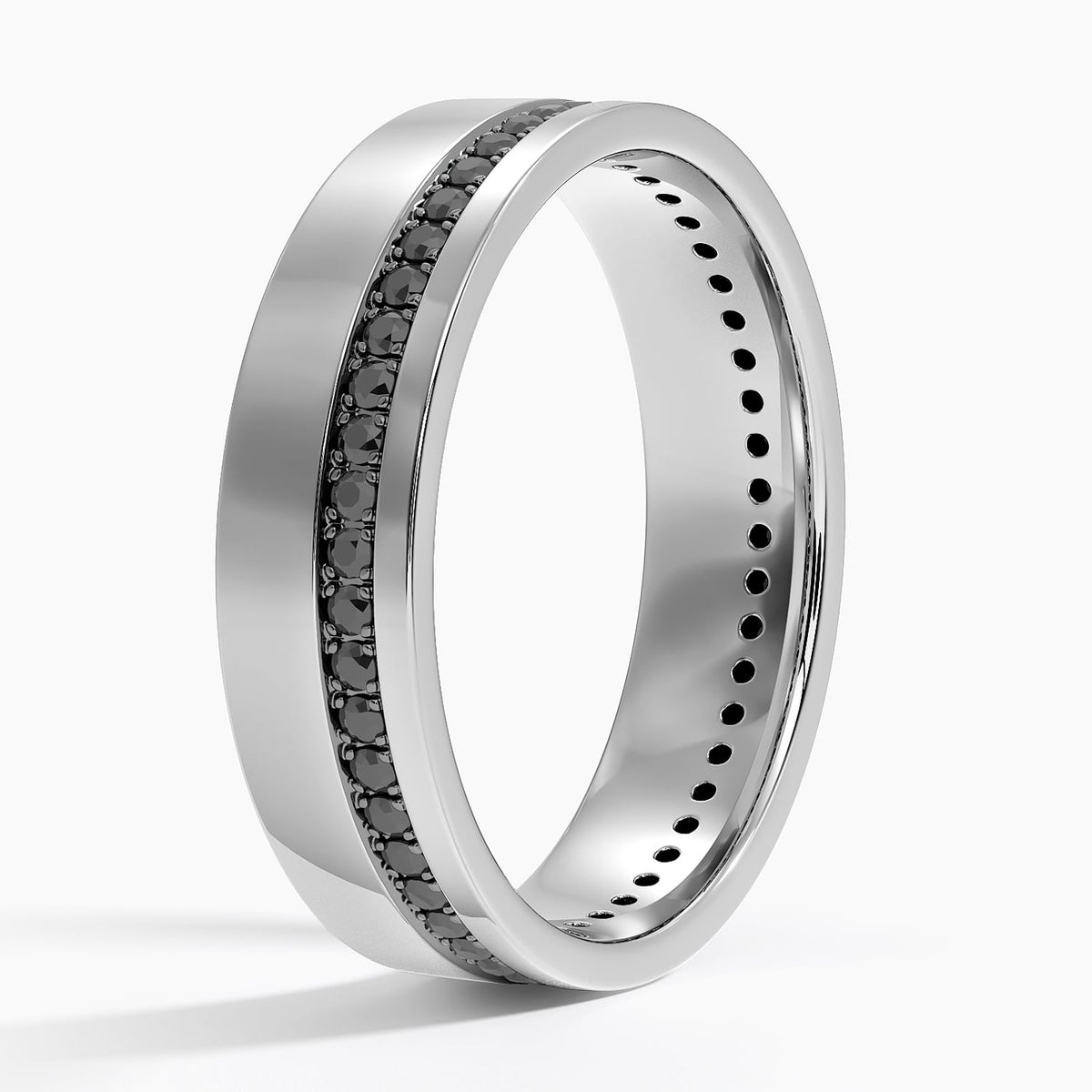 Austin Eternity Black Diamond 5.5mm Wedding Ring Platinum Eternity Band