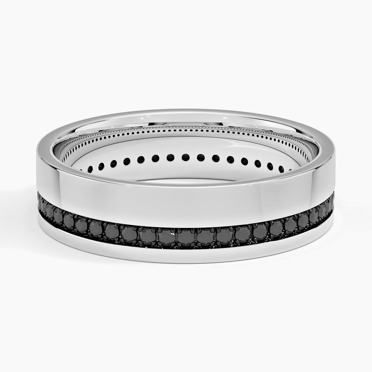 Austin Eternity Black Diamond 5.5mm Wedding Ring Platinum Eternity Band
