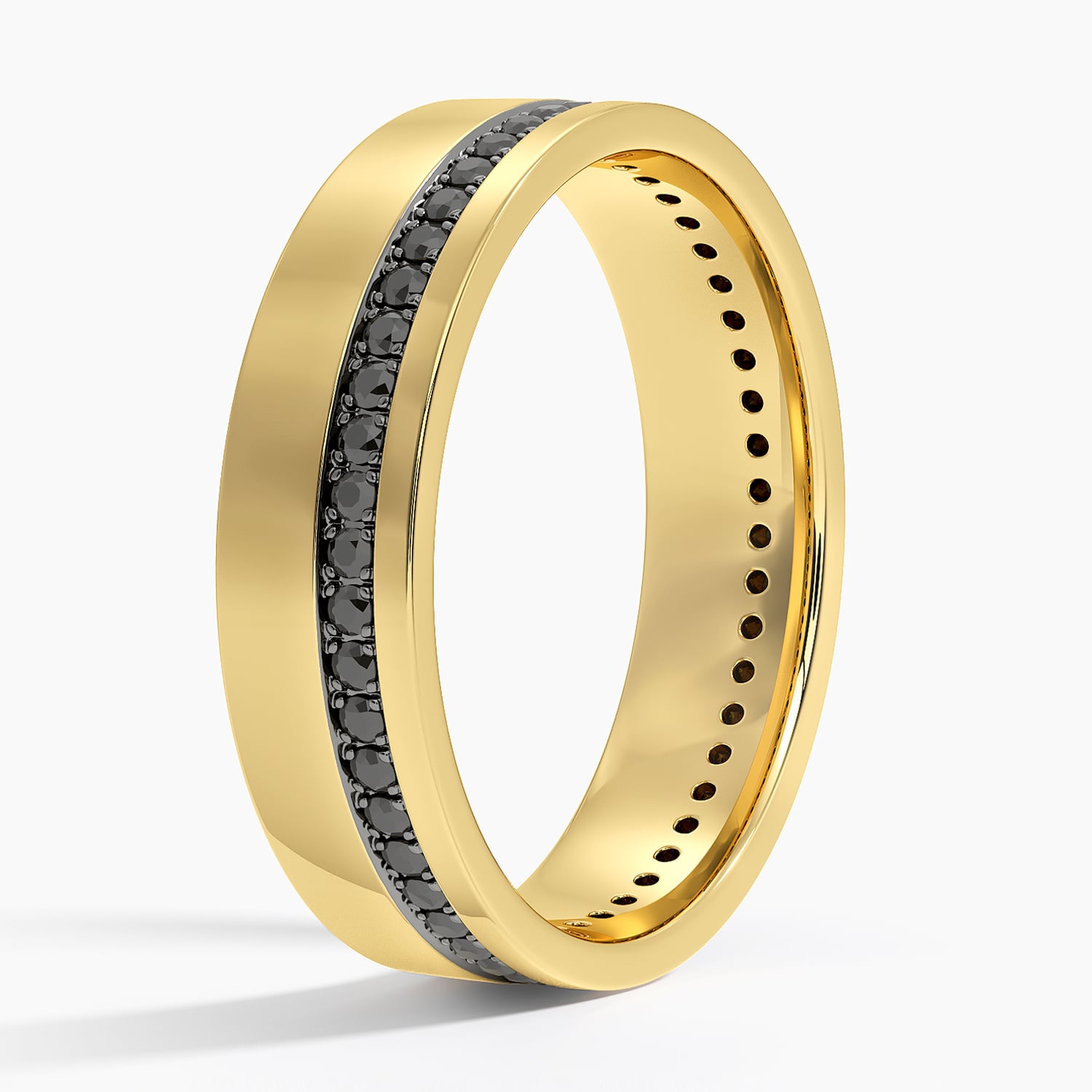 Austin Eternity Black Diamond 5.5mm Wedding Ring Yellow Gold 18k Eternity Band