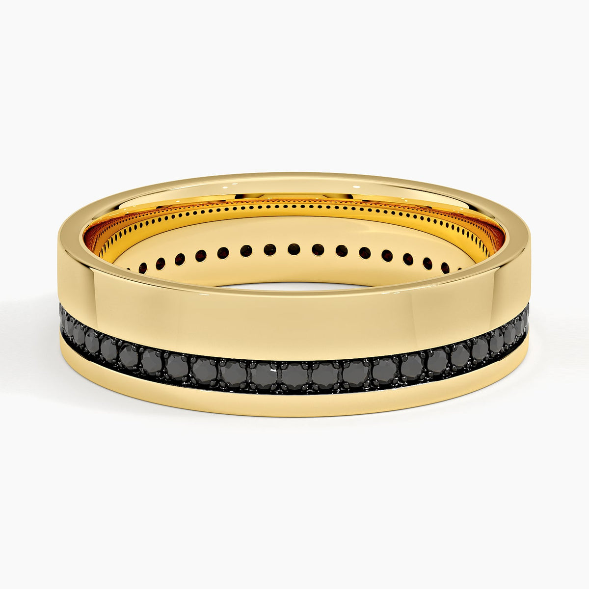 Austin Eternity Black Diamond 5.5mm Wedding Ring Yellow Gold 18k Eternity Band