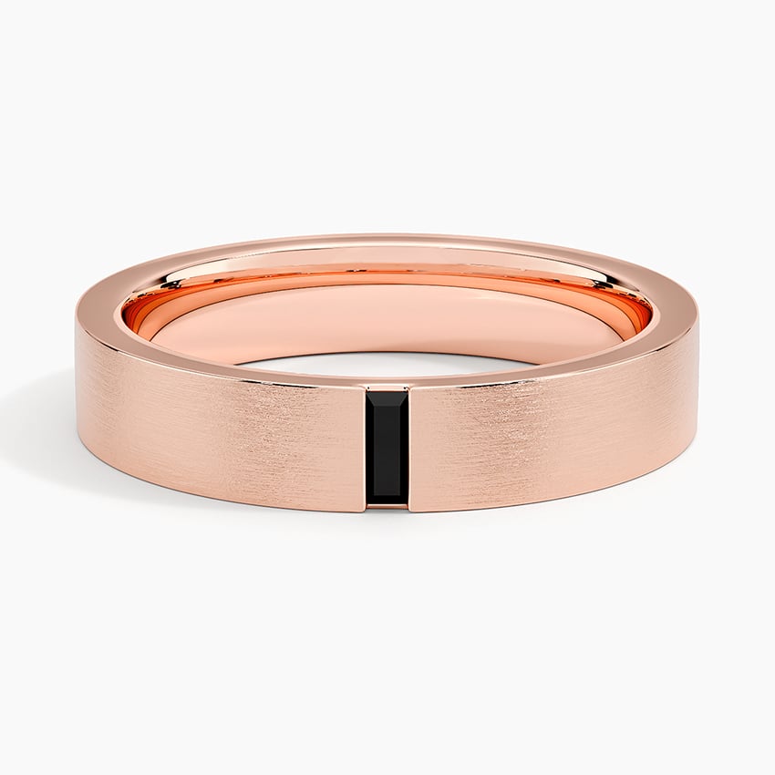 Apollo Black Diamond 4.5mm Wedding Ring Rose Gold 18k Wedding Band