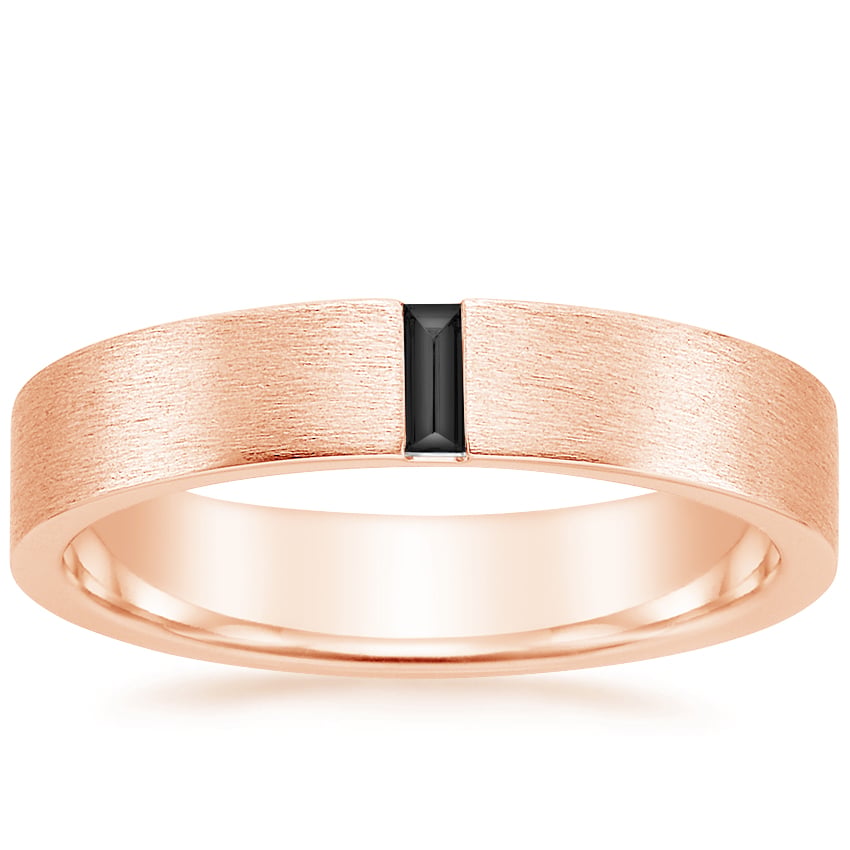 Apollo Black Diamond 4.5mm Wedding Ring Rose Gold 18k Wedding Band