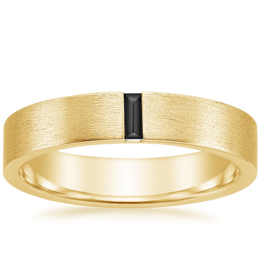 Apollo Black Diamond 4.5mm Wedding Ring Yellow Gold 18k Wedding Band