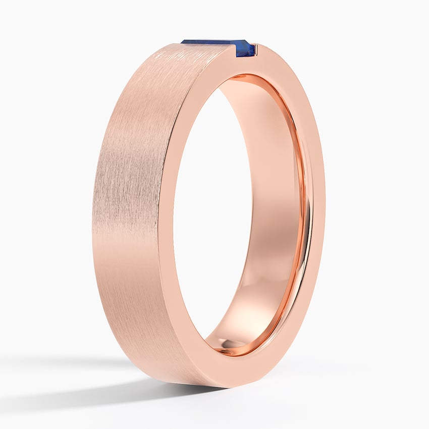 Luxe Apollo Sapphire 4.5mm Wedding Ring Rose Gold 18k Wedding Band