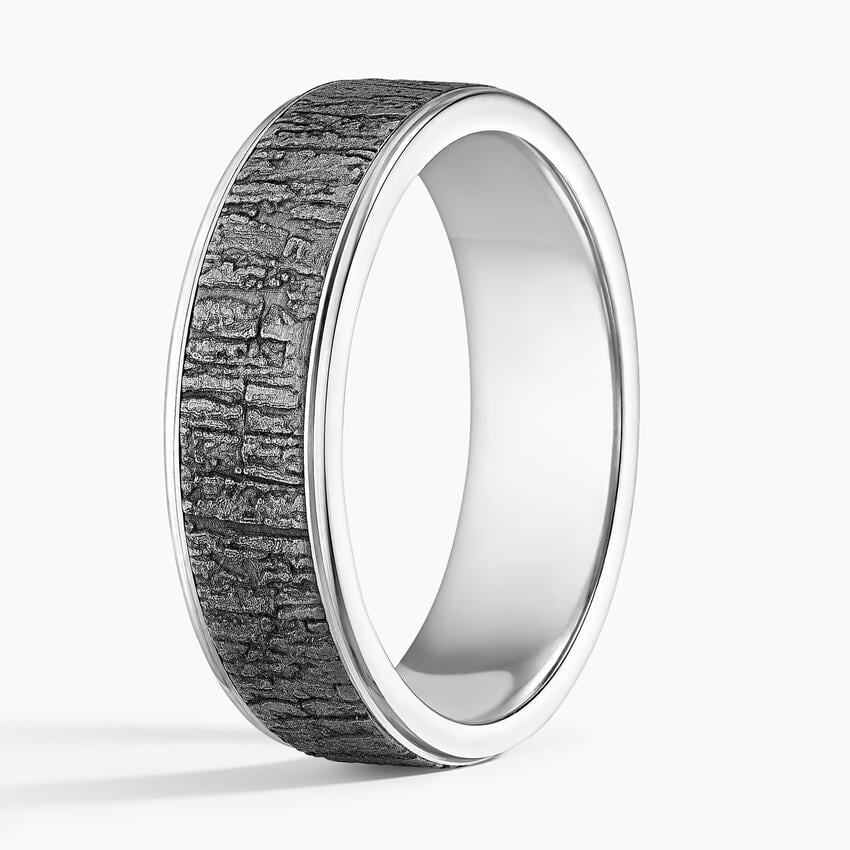 Alder 6.5mm Black Wedding Ring White Gold 18k Wedding Band