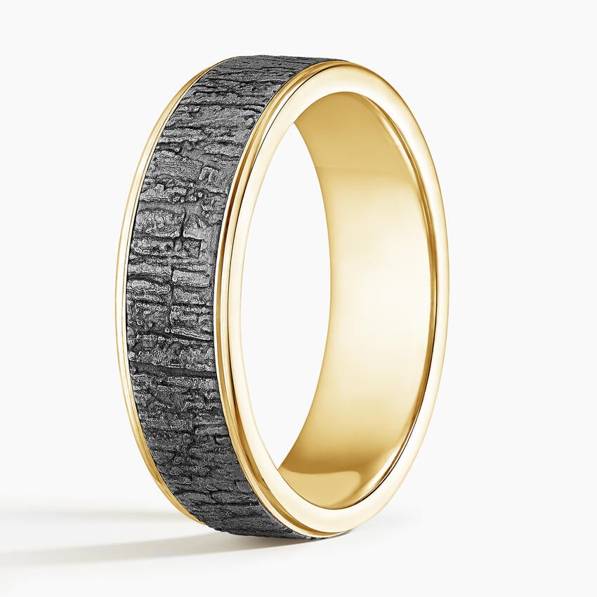 Alder 6.5mm Black Wedding Ring Yellow Gold 18k Wedding Band