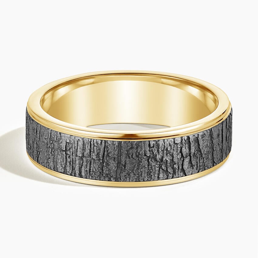 Alder 6.5mm Black Wedding Ring Yellow Gold 18k Wedding Band
