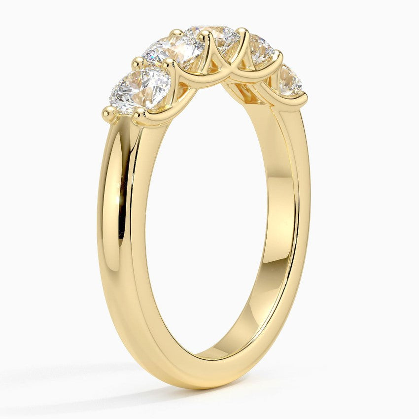 Five Stone Trellis Diamond Ring (1 ct. tw.) Yellow Gold 18k Wedding Band