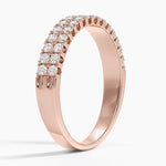 Precision-Set Double Row Lab Diamond Ring Rose Gold 18k Wedding Band