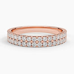 Precision-Set Double Row Lab Diamond Ring Rose Gold 18k Wedding Band
