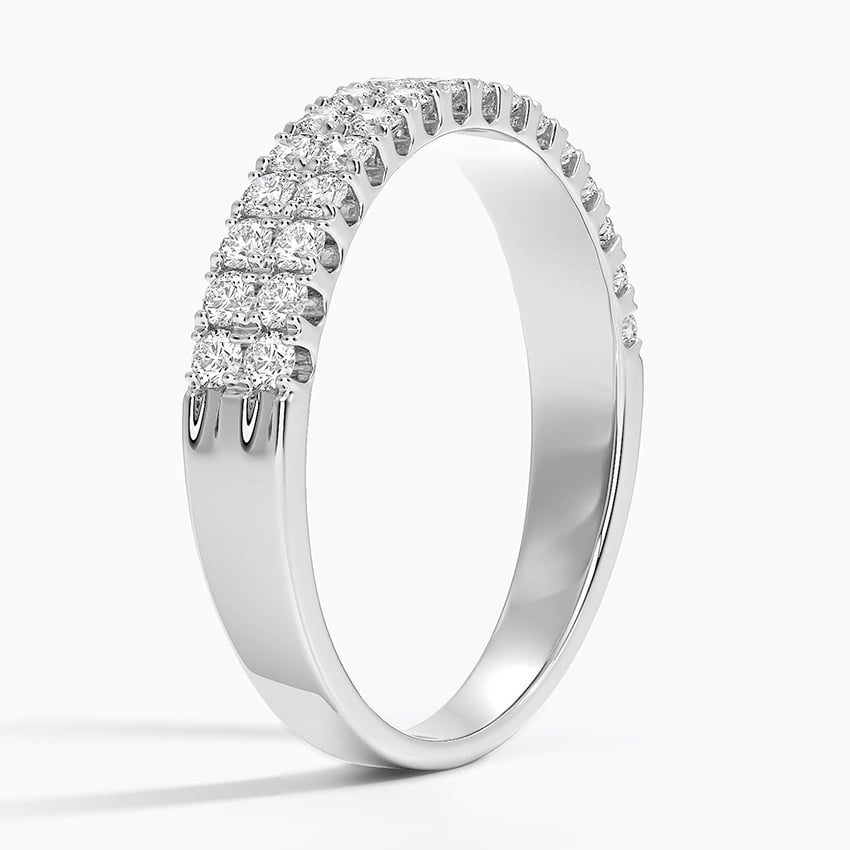 Precision-Set Double Row Lab Diamond Ring Platinum Wedding Band