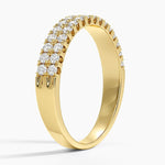 Precision-Set Double Row Lab Diamond Ring Yellow Gold 18k Wedding Band