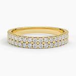 Precision-Set Double Row Lab Diamond Ring Yellow Gold 18k Wedding Band