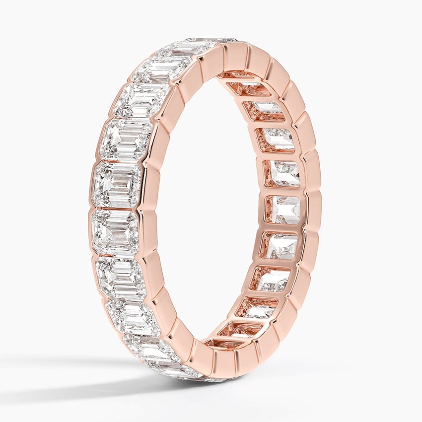 Semi-Bezel Emerald Cut Eternity Lab Diamond Ring (3 ct. tw.) Rose Gold 18k Eternity Band