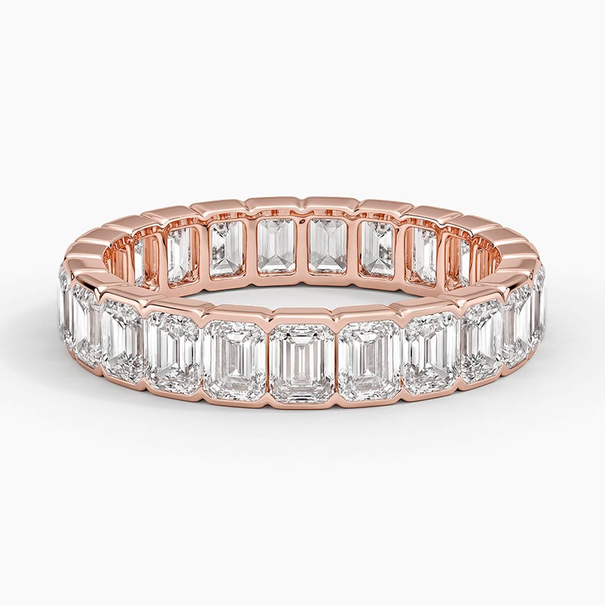 Semi-Bezel Emerald Cut Eternity Lab Diamond Ring (3 ct. tw.) Rose Gold 18k Eternity Band