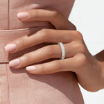 Semi-Bezel Emerald Cut Eternity Lab Diamond Ring (3 ct. tw.) Platinum Eternity Band