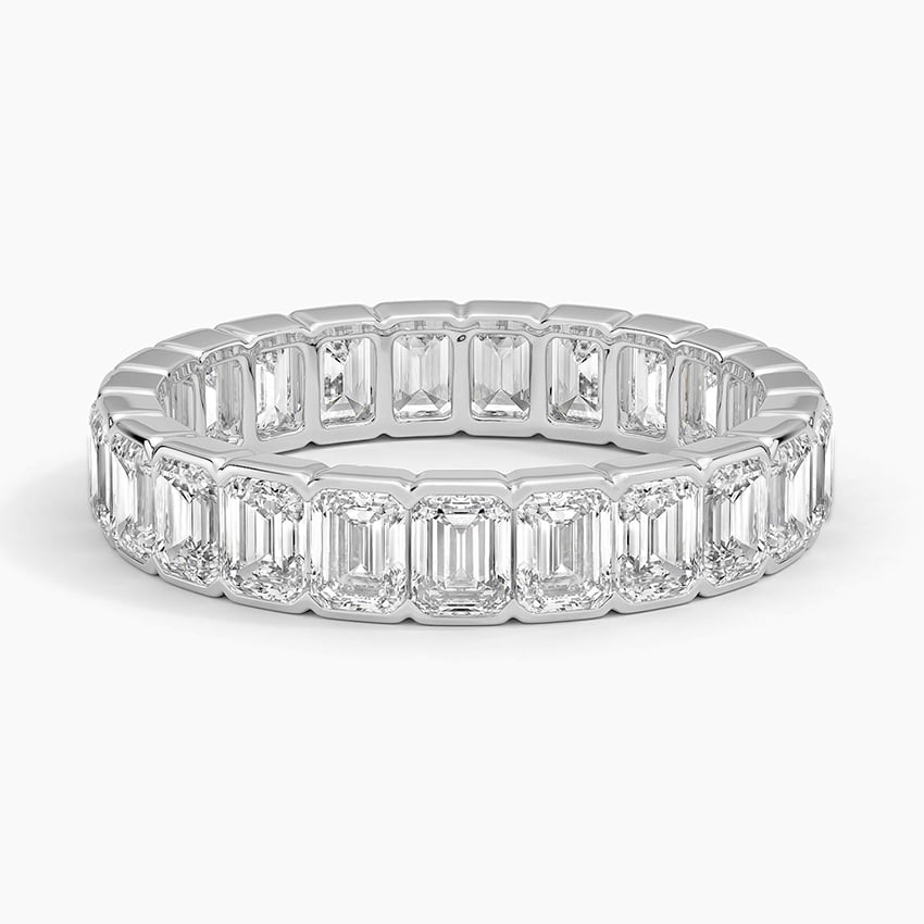 Semi-Bezel Emerald Cut Eternity Lab Diamond Ring (3 ct. tw.) Platinum Eternity Band