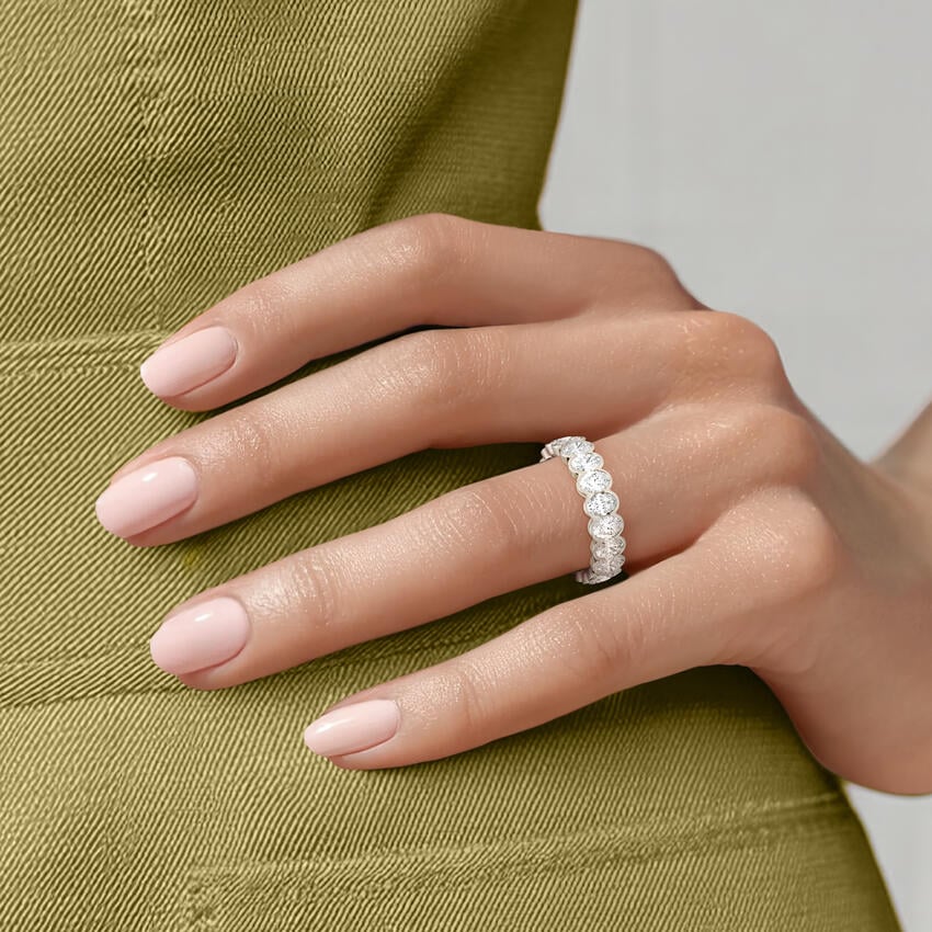 Semi-Bezel Oval Eternity Lab Diamond Ring (3 ct. tw.) Platinum Eternity Band