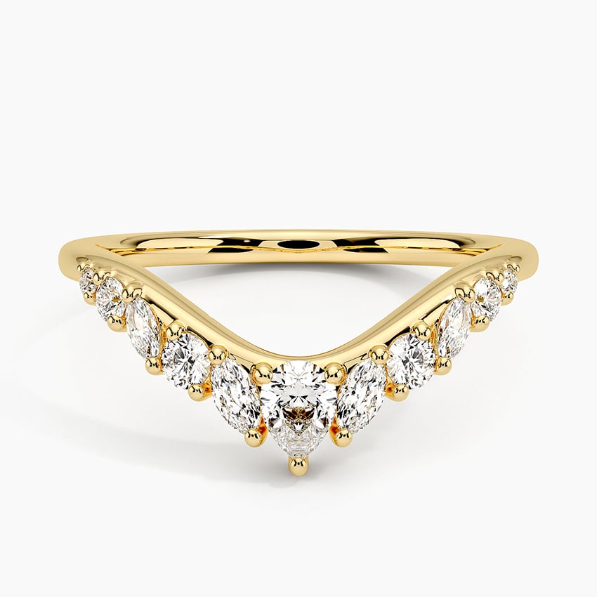 Floriana Contoured Diamond Ring Yellow Gold 18k Wedding Band