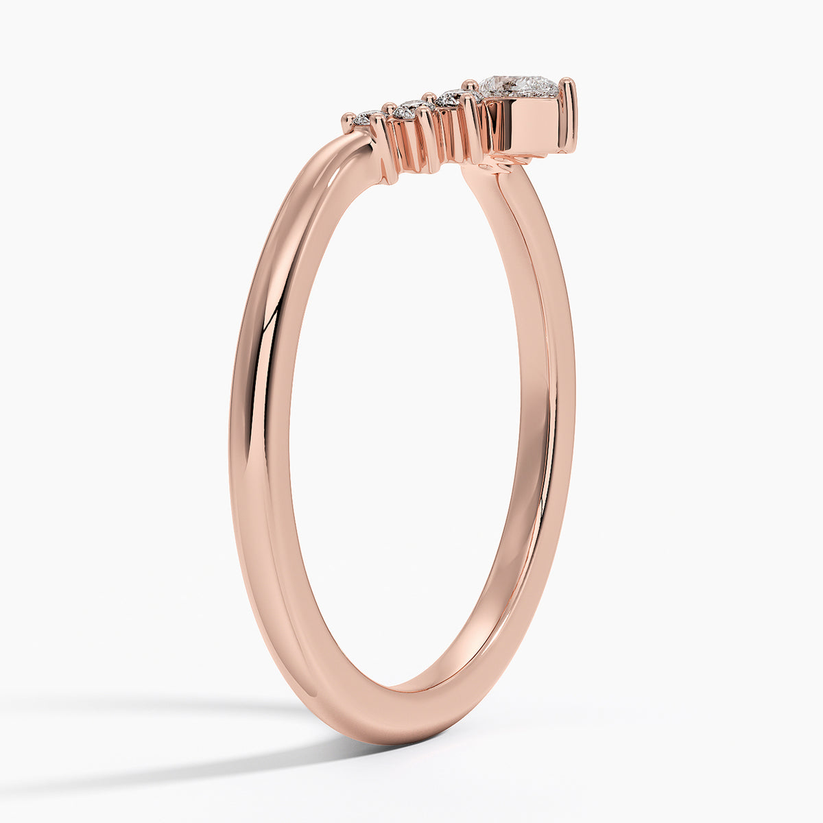 Lunette Diamond Ring (1/10 ct. tw.) Rose Gold 18k Wedding Band