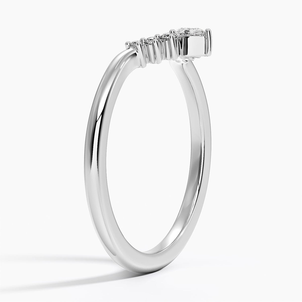Lunette Diamond Ring (1/10 ct. tw.) Platinum Wedding Band