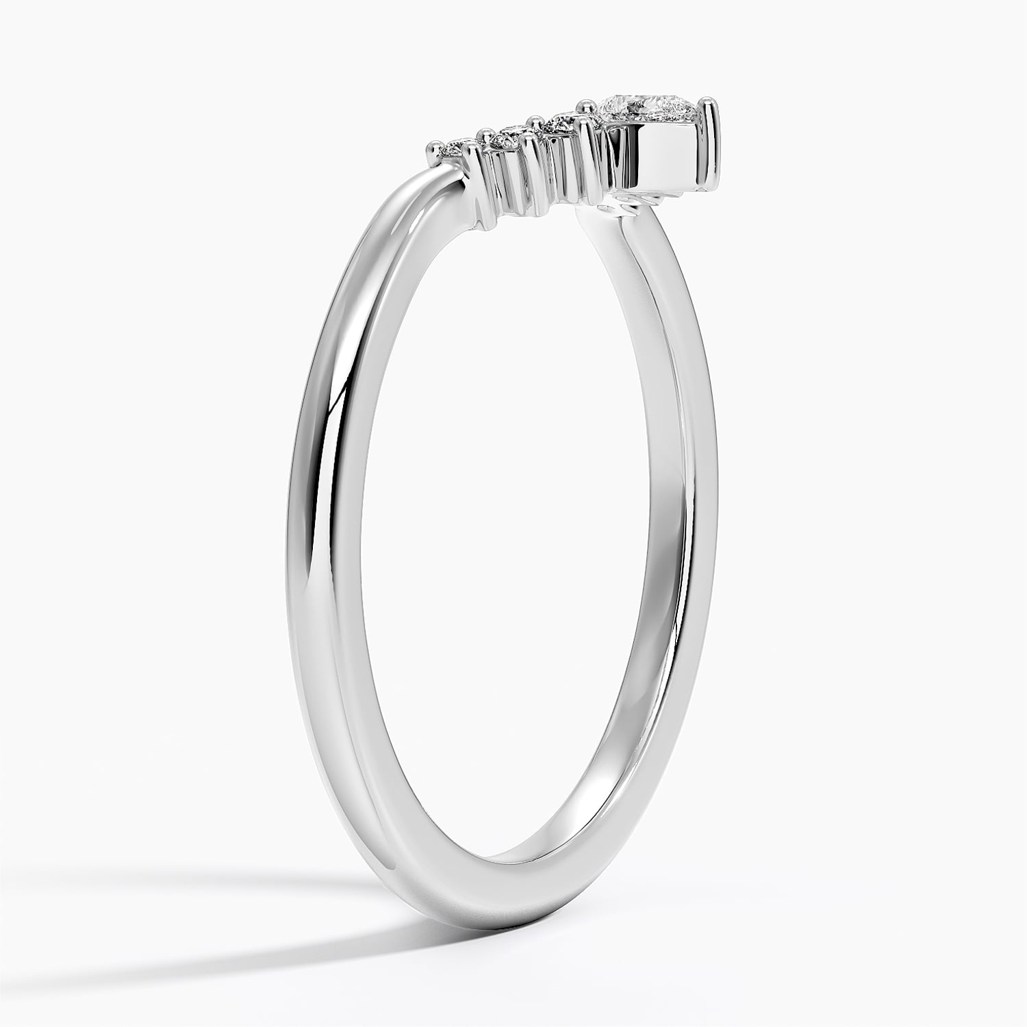 Lunette Diamond Ring (1/10 ct. tw.) Platinum Wedding Band