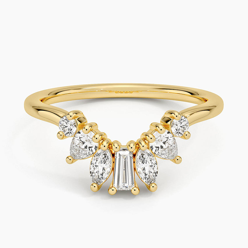 Mel Mixed Shape Contour Diamond Ring Yellow Gold 18k Wedding Band