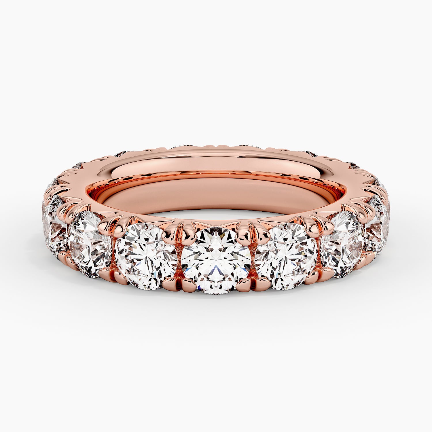 French Pavé Eternity Diamond Ring (4 1/2 ct. tw.) Rose Gold 18k Eternity Band