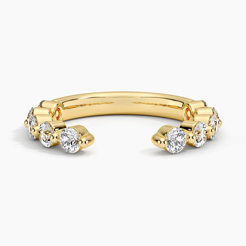 Monaco Diamond Open Ring Yellow Gold 18k Wedding Band