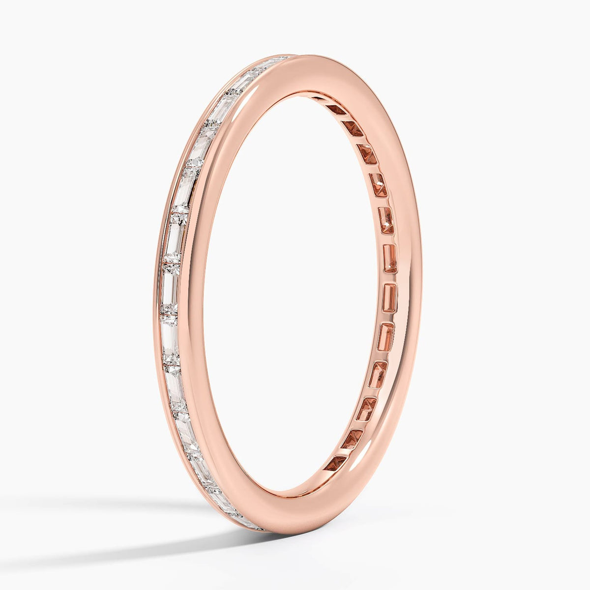 Tabitha Channel Set Baguette Eternity Lab Diamond Ring Rose Gold 18k Eternity Band