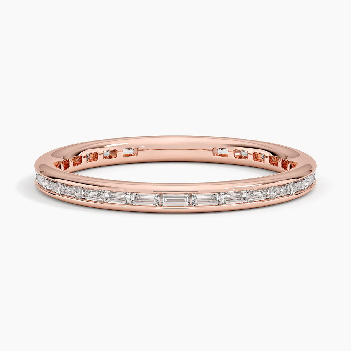 Tabitha Channel Set Baguette Eternity Lab Diamond Ring Rose Gold 18k Eternity Band