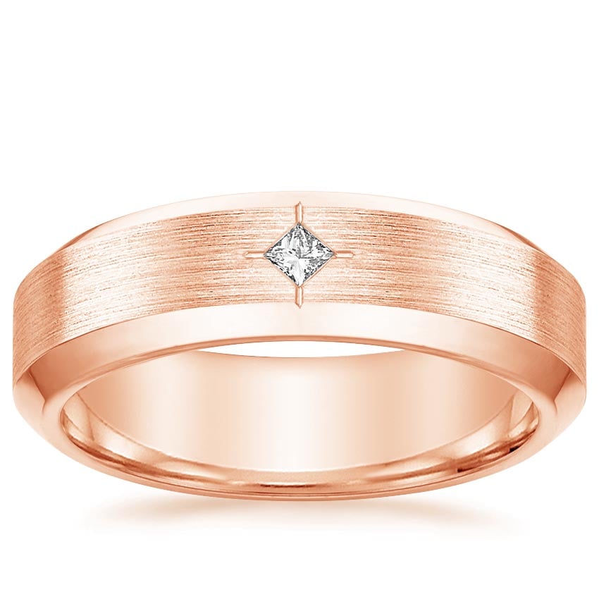Caspian Diamond 6mm Wedding Ring Rose Gold 18k Wedding Band